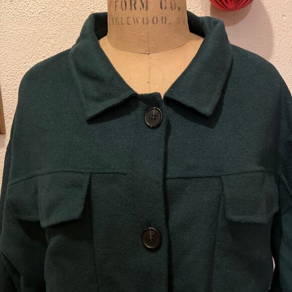 Women’s Nordstrom Green Wool Blend Oversized Coat NWT Size XL - Picture 3 of 14
